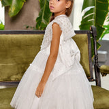 Junona White Tulle Girls Occasion Dress | Kids Fashion - My Little Thieves