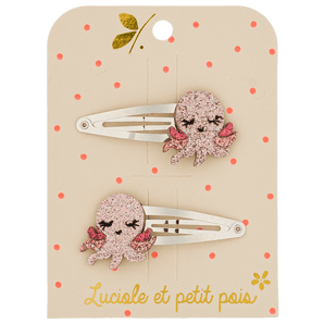Luciole Et Petit Pois Kids Turtle Pink Hairclips | Charming Toddler Accessory - My Little Thieves