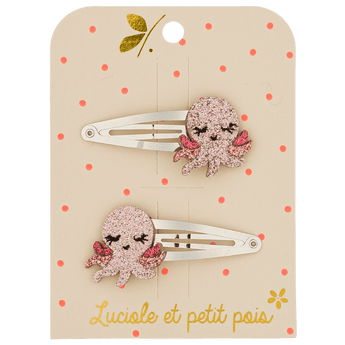 Luciole Et Petit Pois Kids Turtle Pink Hairclips | Charming Toddler Accessory - My Little Thieves