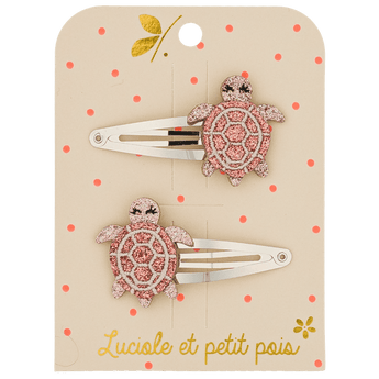 Luciole Et Petit Pois Kids Turtle Pink Hairclips | Charming Toddler Accessory - My Little Thieves