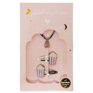 Luciole Et Petit Pois Popcorn Gift Box | Hair Clips & Rainbow Bracelet Set - My Little Thieves