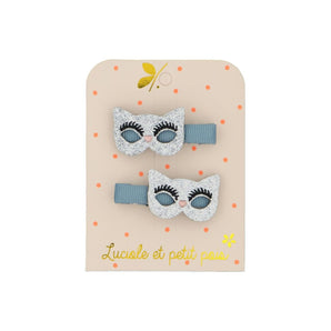 Luciole Et Petit Pois Whimsical Cat Mask Hair Clips Add Sparkle & Style | Hair Accessories - My Little Thieves