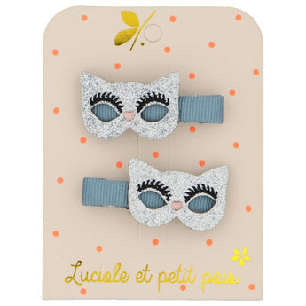Luciole Et Petit Pois Whimsical Cat Mask Hair Clips Add Sparkle & Style | Hair Accessories - My Little Thieves