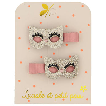 Luciole Et Petit Pois Whimsical Cat Mask Hair Clips Add Sparkle & Style | Hair Accessories - My Little Thieves