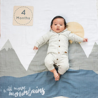 Lulujo Baby's First Year Milestone Blanket & Cards Set | Premium Muslin Gift - My Little Thieves