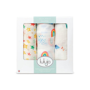 Lulujo Bamboo Muslin Swaddle Blankets 3 Pack | Silky Soft 70% Bamboo Viscose - My Little Thieves