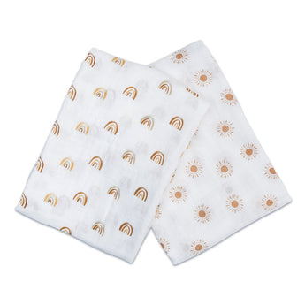 Lulujo Cotton Muslin Swaddles 2 Pack | Ultra Soft Breathable Baby Blankets - My Little Thieves