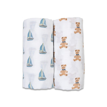 Lulujo Cotton Muslin Swaddles 2 Pack | Ultra Soft Breathable Baby Blankets - My Little Thieves