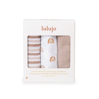 Lulujo Muslin Cloths 100% Cotton 3 Pack 70x70cm | Soft Baby Essentials - My Little Thieves