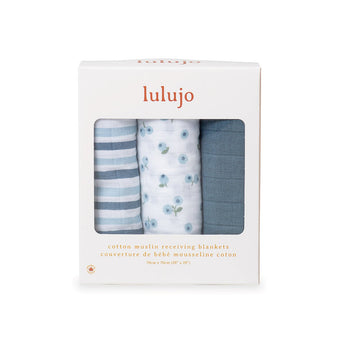 Lulujo Muslin Cloths 100% Cotton 3 Pack 70x70cm | Soft Baby Essentials - My Little Thieves