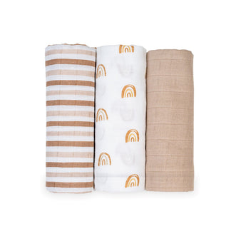 Lulujo Muslin Cloths 100% Cotton 3 Pack 70x70cm | Soft Baby Essentials - My Little Thieves