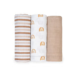 Lulujo Muslin Cloths 100% Cotton 3 Pack 70x70cm | Soft Baby Essentials - My Little Thieves