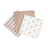 Lulujo Muslin Cloths 100% Cotton 3 Pack 70x70cm | Soft Baby Essentials - My Little Thieves