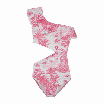 Marie Raxevsky Jungle Pink Girls One Shoulder Swimwear - My Little Thieves