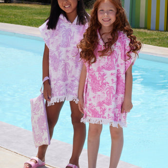 Marie Raxevsky Jungle Pink Hooded Terry Poncho | Kids - My Little Thieves