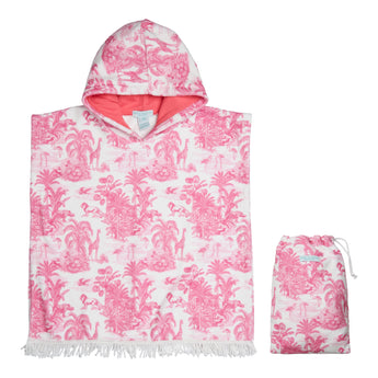 Marie Raxevsky Jungle Pink Hooded Terry Poncho | Kids - My Little Thieves
