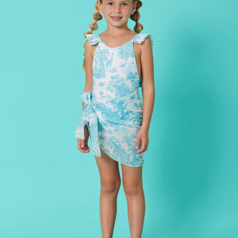 Marie Raxevsky Jungle Turquoise Girls Pleated Swimwear - My Little Thieves