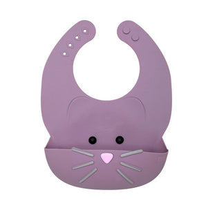 Melii Silicone Cat Bib Purple | Waterproof Baby Feeding Bib 6 M+ - My Little Thieves