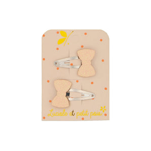 Pink Glitter Mini Bow Hair Clips Perfect Pair