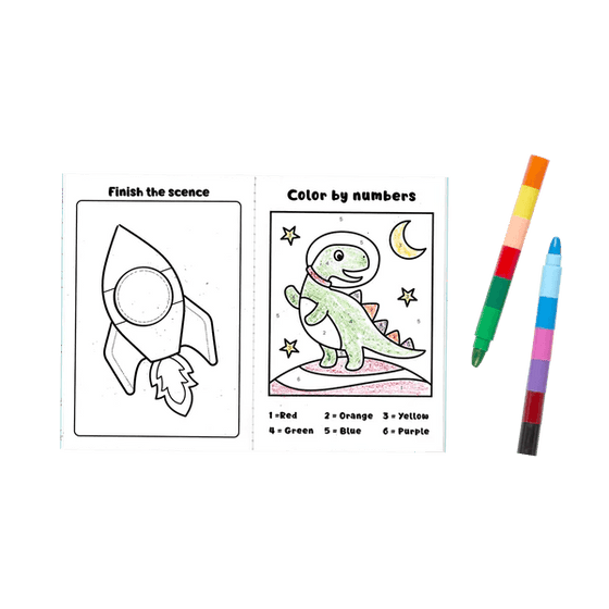 Mini Traveler Coloring & Activity Kit - Dinosaurs in Space - My Little Thieves