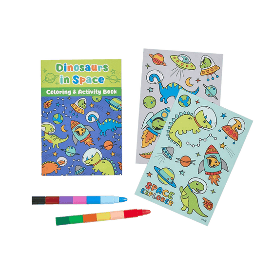 Mini Traveler Coloring & Activity Kit - Dinosaurs in Space - My Little Thieves