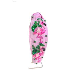 My Little Thieves Flamingo Garden Beaded Headband Pink - My Little Thieves