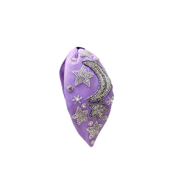 My Little Thieves Moon Stars Beaded Padded Headband Purple - My Little Thieves