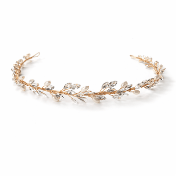 My Little Thieves Pearl Leaf Tiara Headband Gold | Kids Princess - My Little Thieves