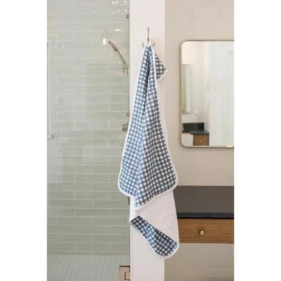 Navy Gingham Baby Hooded Towel - My Little Thieves