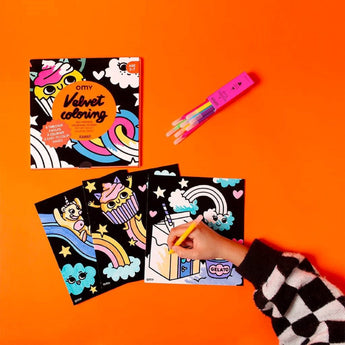 Omy Velvet Colouring Set | Kawaii Themed Creative Art For Kids - My Little Thieves