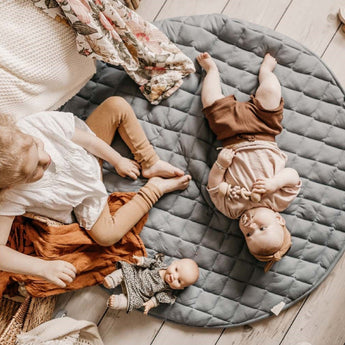 Organic Soft Baby Play Mat and Storage Bag – Dusty Blue - My Little Thieves