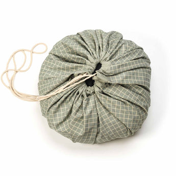 Organic Toy Storage Bag – Grid Green - My Little Thieves
