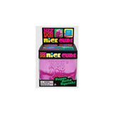 NEE DOH Nice Cube Squishy Fidget Toy in pink, "Super Solid Squish!" design.