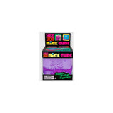 Purple NeeDoh Nice Cube squishy fidget toy in its black and colorful retail box.