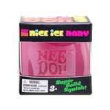 Pink NEE DOH Nice Ice Baby squishy fidget toy in clear plastic and black box packaging.