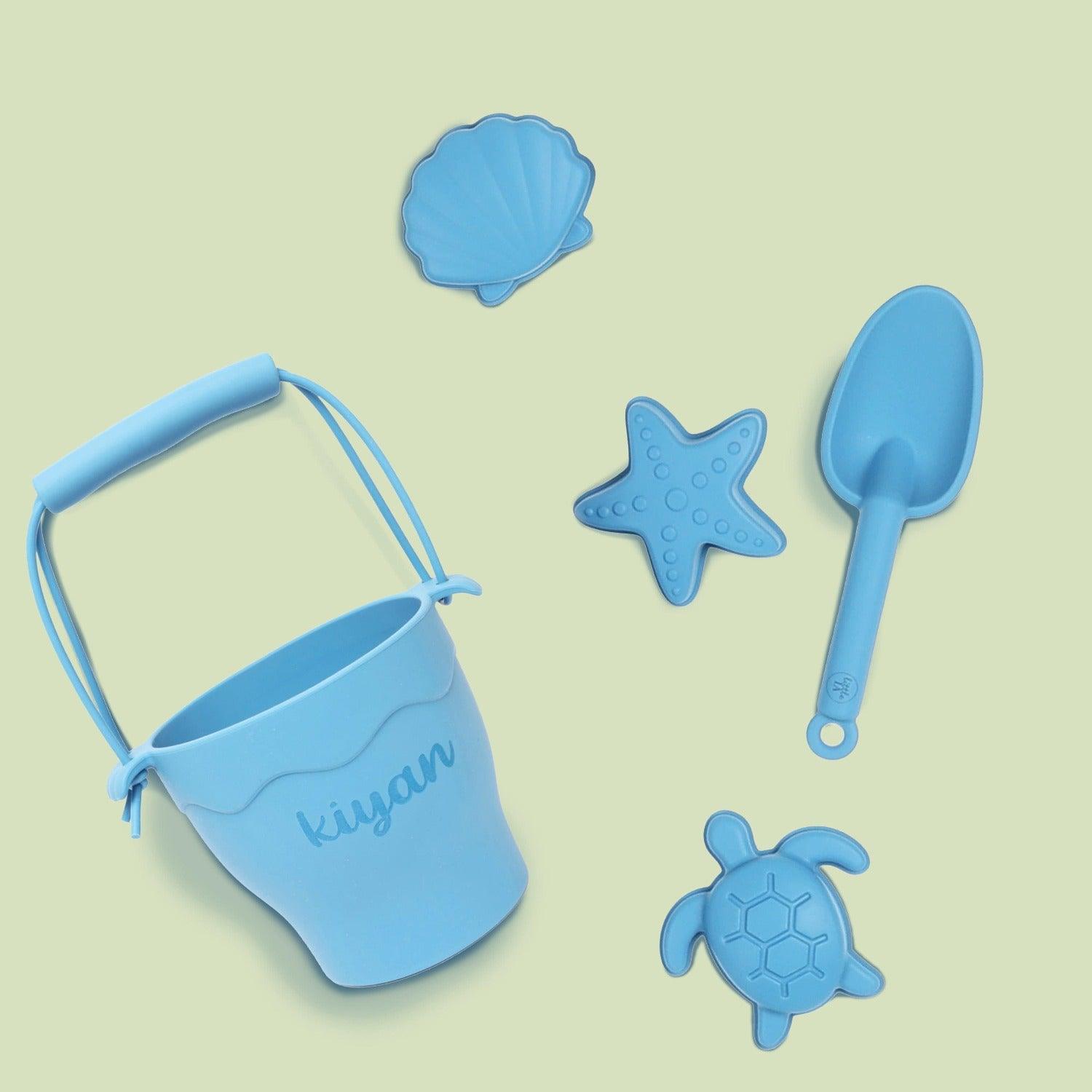Personalised 5-Piece Silicone Beach Toy Set - Blue - My Little Thieves
