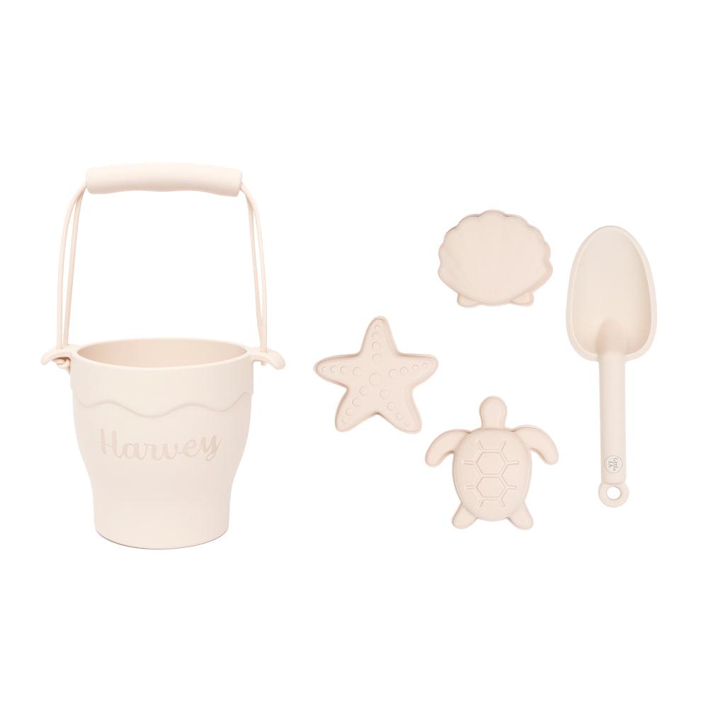  Personalised 5-Piece Silicone Beach Toy Set - Sand White - My Little Thieves