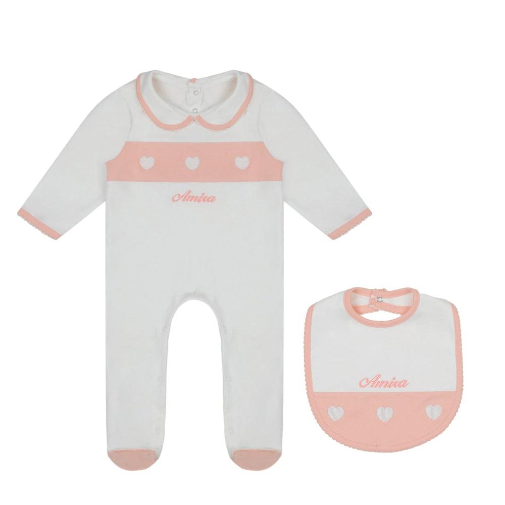  Personalised Organic Cotton Heart Sleepsuit & Bib Set - My Little Thieves