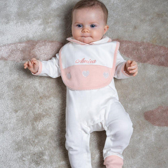 Personalised Organic Cotton Heart Sleepsuit - My Little Thieves