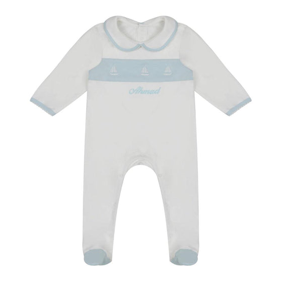 Personalised Organic Cotton Sailboat Sleepsuit - My Little Thieves