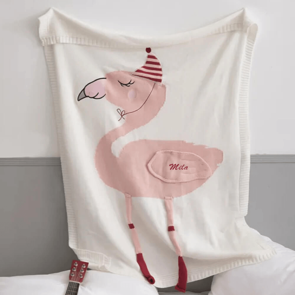  Personalised White Flamingo Blanket - My Little Thieves