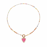 Rainbow Beaded Necklace Pink Heart | Kids Jewelry - My Little Thieves
