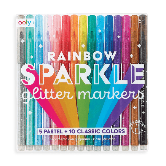 Rainbow Sparkle Glitter Markers - Set of 15 - My Little Thieves