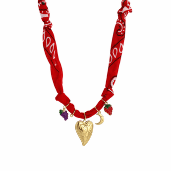 Red Bandana Charm Necklace Heart Locket | Kids Jewelry - My Little Thieves
