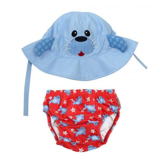 Reusable Baby Swim Diaper & Sun Hat Set - Seal - My Little Thieves