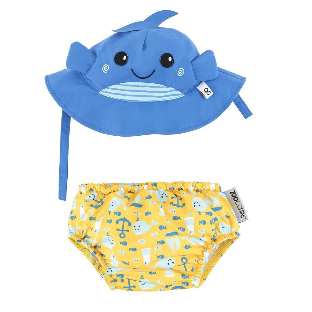  Reusable Baby Swim Diaper & Sun Hat Set - Whale - My Little Thieves