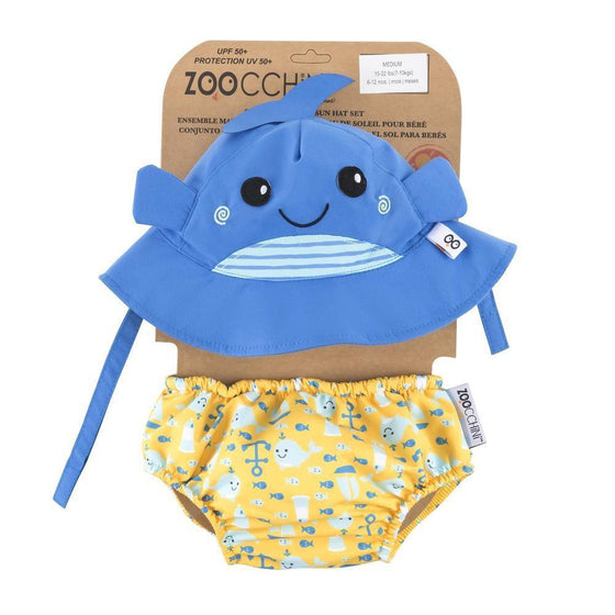 Reusable Baby Swim Diaper & Sun Hat Set - Whale - My Little Thieves