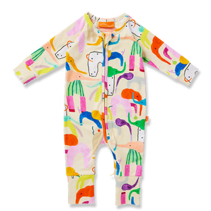 Halycon Nights Happy Herd Long Sleeve Baby Romper