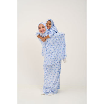 Rouqei Girls Prayer Set Blue Bow | Islamic Kids Wear - My Little Thieves