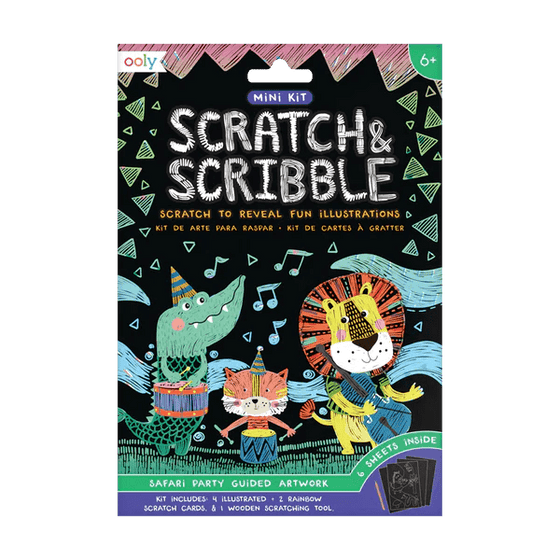 Safari Party Scratch and Scribble Mini Scratch Art Kit - My Little Thieves